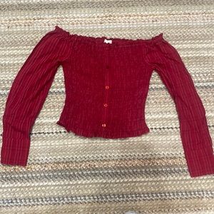 red stripped long sleeve top
